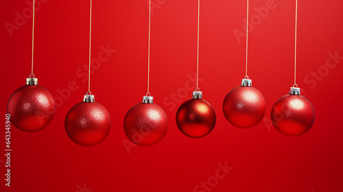 Christmas background. Christmas balls on red background.