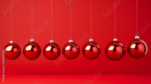 Christmas background. Christmas balls on red background.