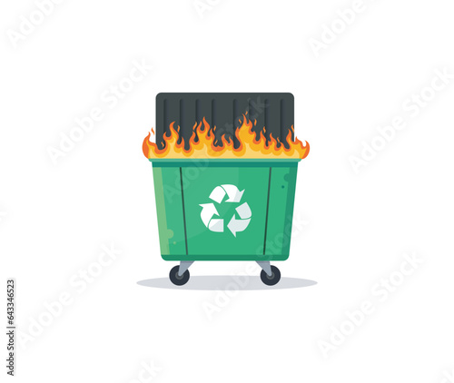 Dumpster on fire Is Fine Recycling garbage on fire logo	
