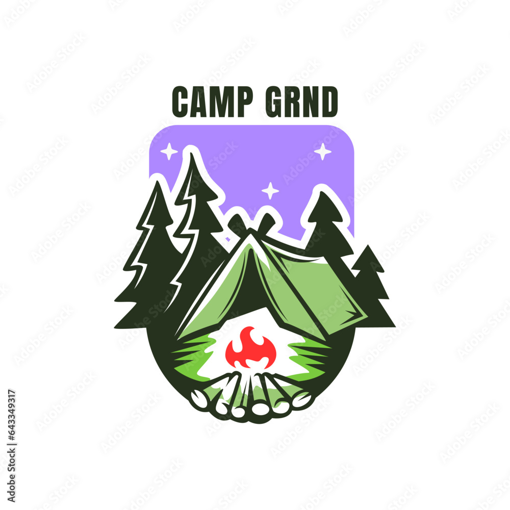 camp tent nature silhouette logo