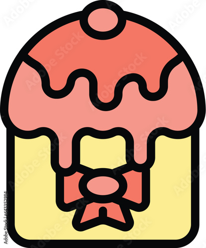 Panettone bread icon outline vector. Cake food. Bakery slice color flat