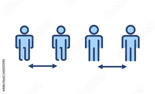 Social distance icon vector. social distancing sign and symbol. self quarantine sign