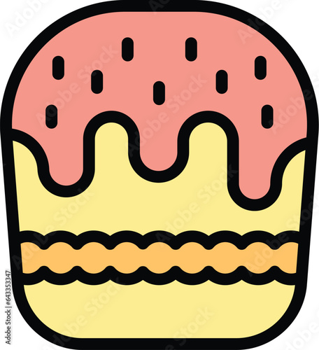 Sweet food icon outline vector. Cake idea. Raisin slice color flat