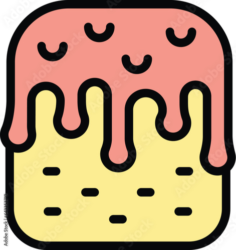 Sugar cake icon outline vector. Panettone bread. Food baked color flat