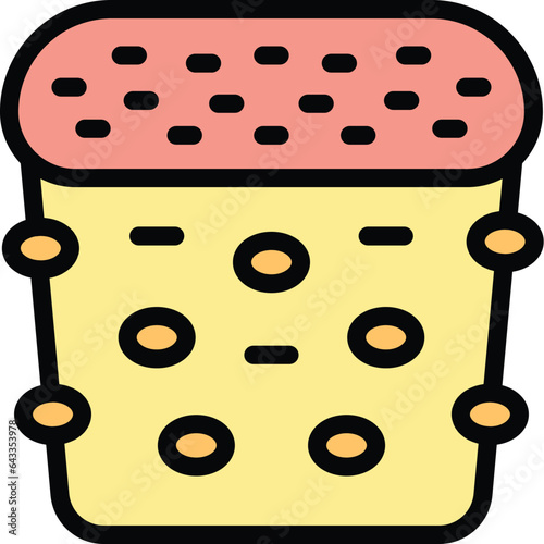 Kitchen panettone icon outline vector. Cake food. Cream frame color flat