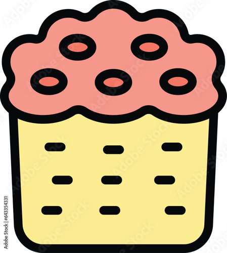 Cream panettone icon outline vector. Food idea. Sweet bread color flat