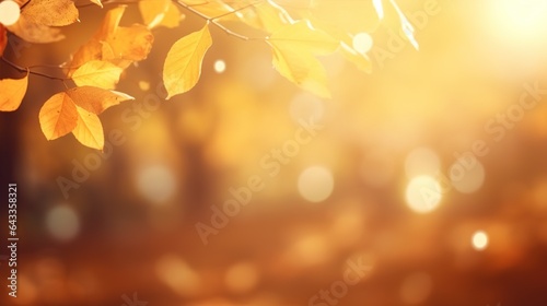 autumn leaves in the light background with bokeh lights © INK ART BACKGROUND
