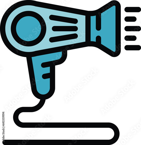 Hairy dryer icon outline vector. Hotel facility. Room resource color flat