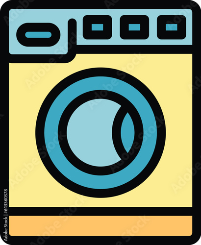 Wash machine icon outline vector. Hotel facility. Modern resource color flat