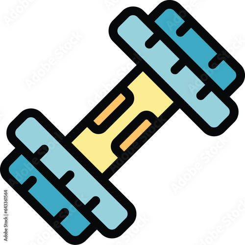 Gym dumbbell icon outline vector. Hotel facility. Modern building color flat