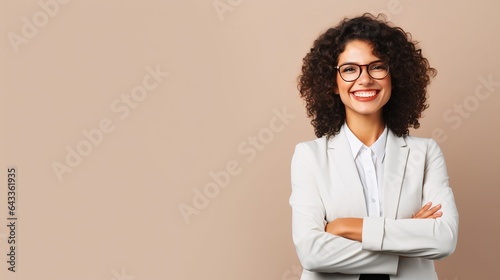portrait of a business woman on studio background photo