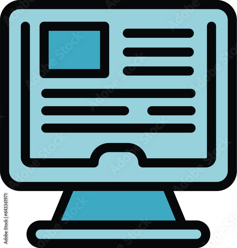 Online monitor icon outline vector. Room gym. Hotel facility color flat