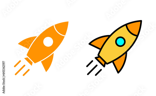 Rocket icon set for web and mobile app. Startup sign and symbol. rocket launcher icon
