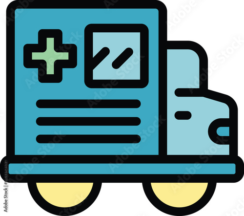 Ambulance car icon outline vector. Modern facility. Social function color flat