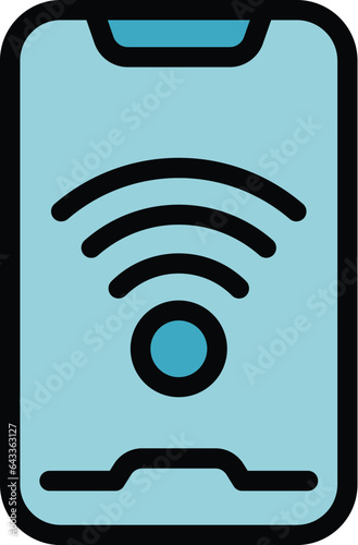 Smartphone wifi icon outline vector. Hostel facility. Family room color flat