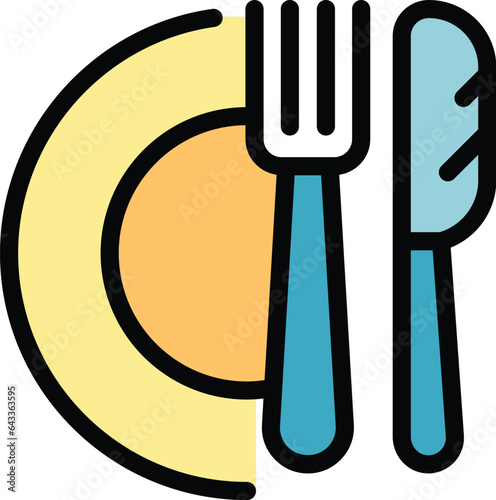 Motel food icon outline vector. Hotel facility. Modern accommodation color flat