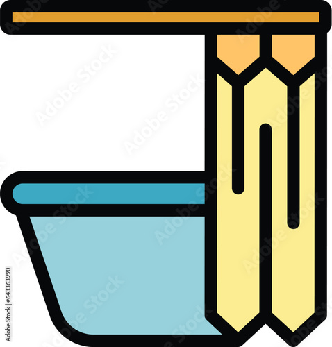 Bathtub icon outline vector. Hotel facility. Modern hostel color flat