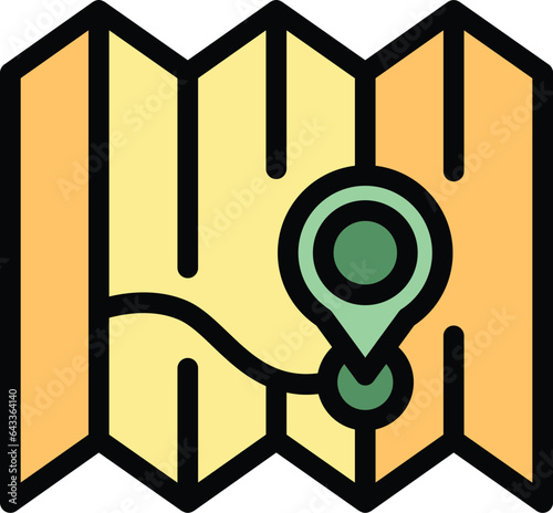 Map location icon outline vector. Modern facility. City organization color flat