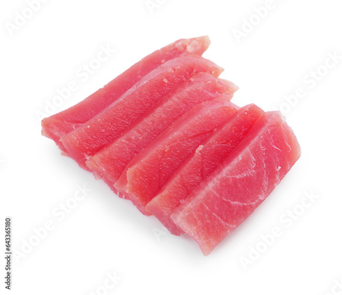 Tasty sashimi (slices of fresh raw tuna) isolated on white