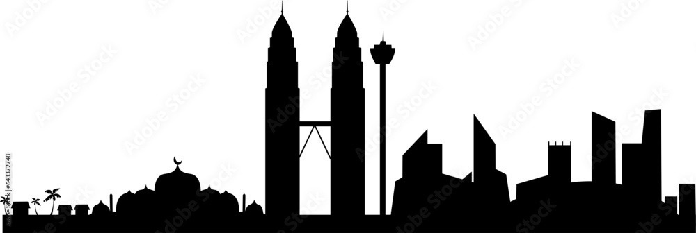 Malaysia Independence day, Kuala Lumpur city skyline silhouette 