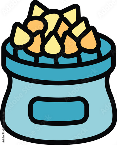 Buckwheat sack icon outline vector. Flower plant. Agriculture field color flat