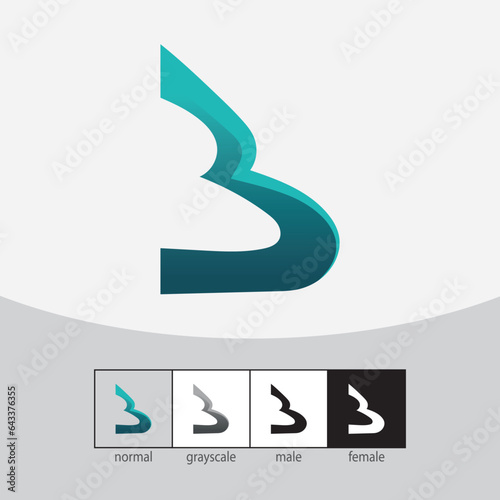 B Letter Logo. Turquoise Color. - Vector