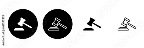 Gavel icon set. judge gavel icon vector. law icon vector. auction hammer
