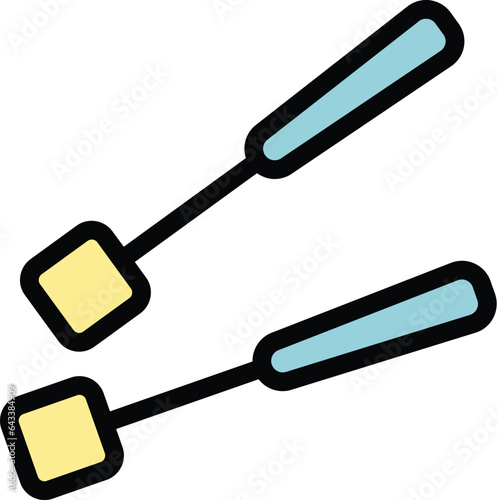 Fondue fork icon outline vector. Pot cooking. Cow cook color flat