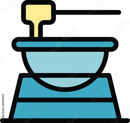 Cheddar swiss icon outline vector. Fork food. Fondu melt color flat