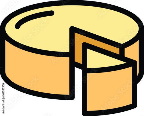 Swiss cheddar icon outline vector. Fondue cheese. Cow cook color flat