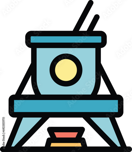 Cook fondue icon outline vector. Cheese bread. Cook cuisine color flat