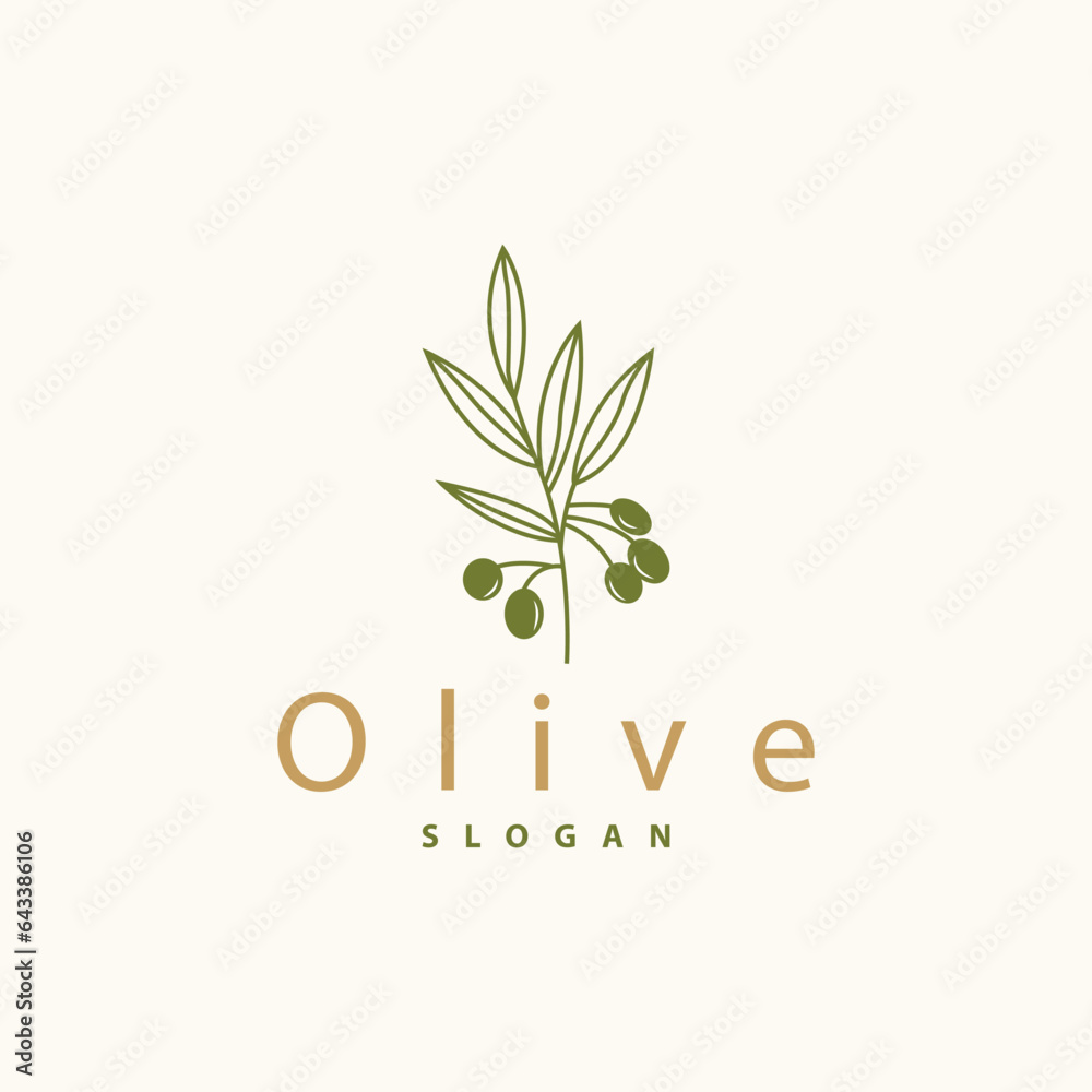 Olive Oil Logo Premium Design Fresh Plant Garden Simple Minimalist Templet Symbol Illustration