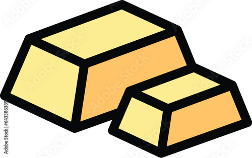 Fondue cheese piece icon outline vector. Melted food. Cooking dish color flat