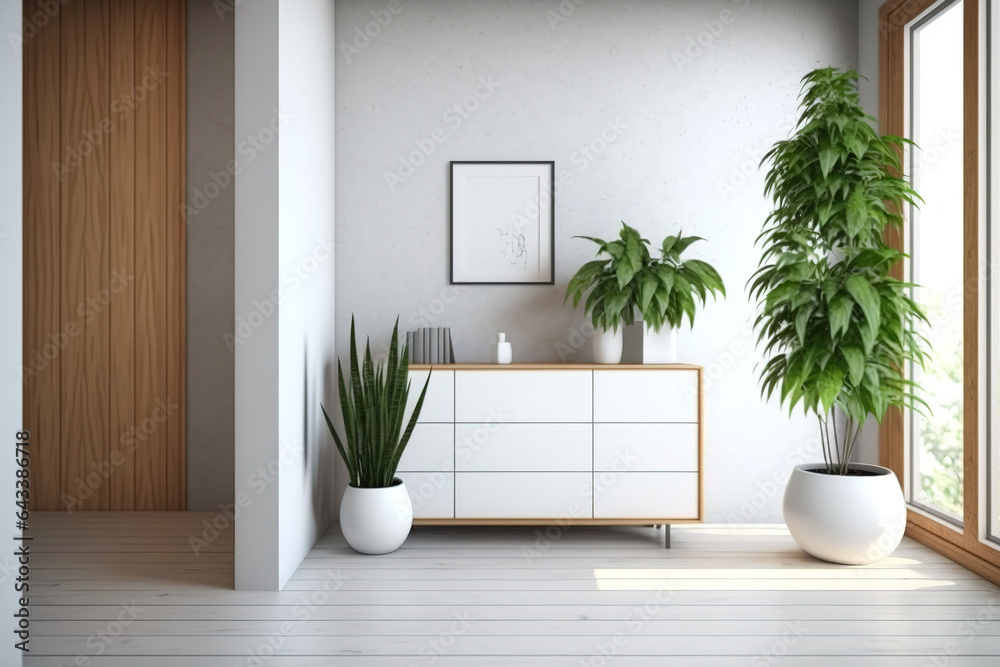contemporary bathroom with plants. Generative AI contemporary bathroom with plants. Generative AI