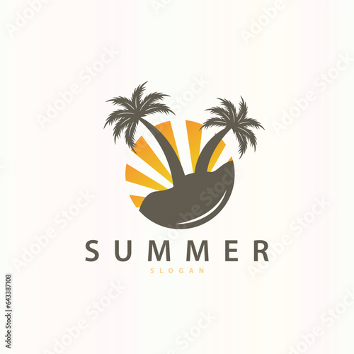 Simple Minimalist Inspiration Logo Design Summer Beach Ocean Symbol Template