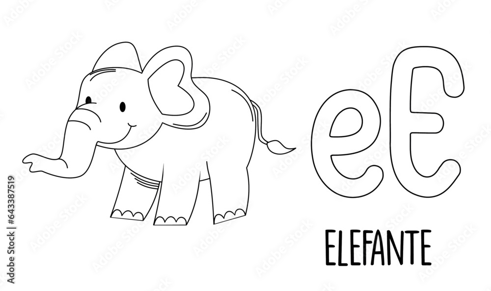 Obraz premium Elephant coloring page. Art for children's literacy.