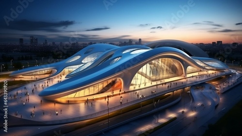 High-speed train station with futuristic design and sleek lines  © Halim Karya Art