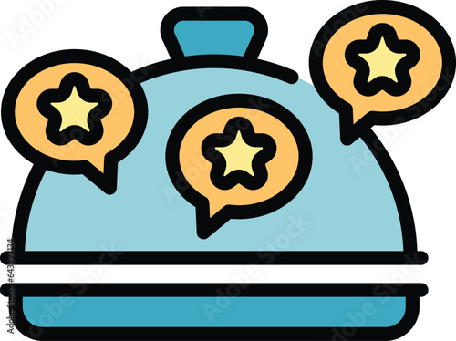 Food tray icon outline vector. Safety inspection. Happy eat color flat
