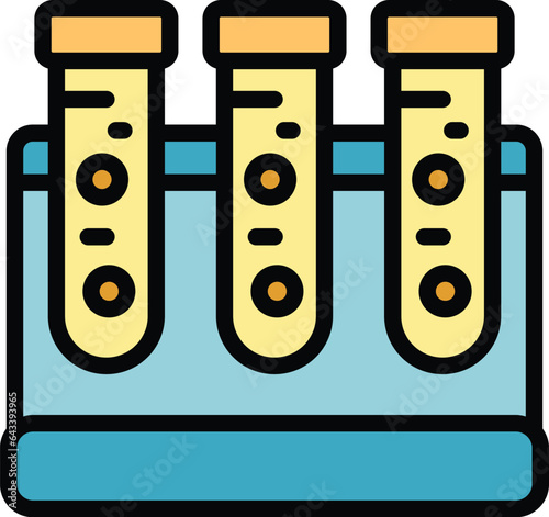 Food test tubes icon outline vector. Safety inspection. Quality review color flat