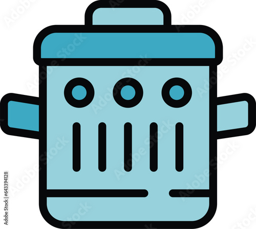 Food pot icon outline vector. Safety inspection. Review ranking color flat