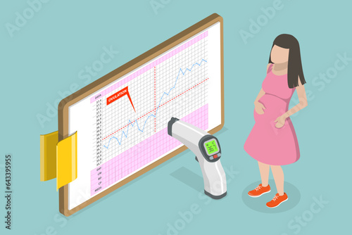3D Isometric Flat Vector Conceptual Illustration of BBT Chart, Detecting Ovulation With a Basal Body Temperature photo