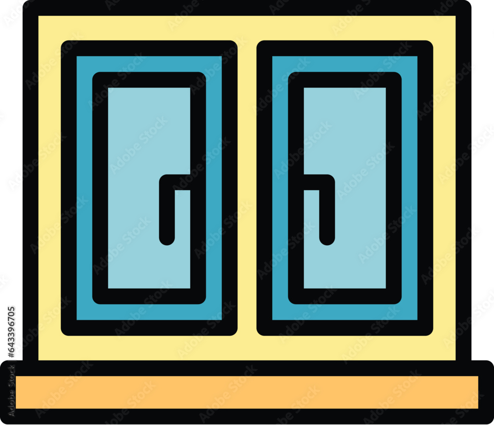 New house window icon outline vector. Work tool. Hand saw color flat New house window icon outline vector. Work tool. Hand saw color flat