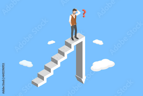 3D Isometric Flat Vector Conceptual Illustration of Stock Market Decline, Inflationary Financial Crisis