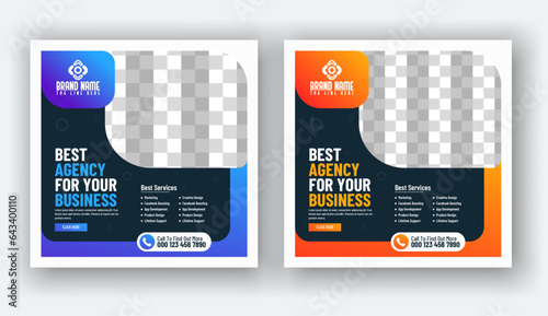 Digital marketing social media banner and instagram post template