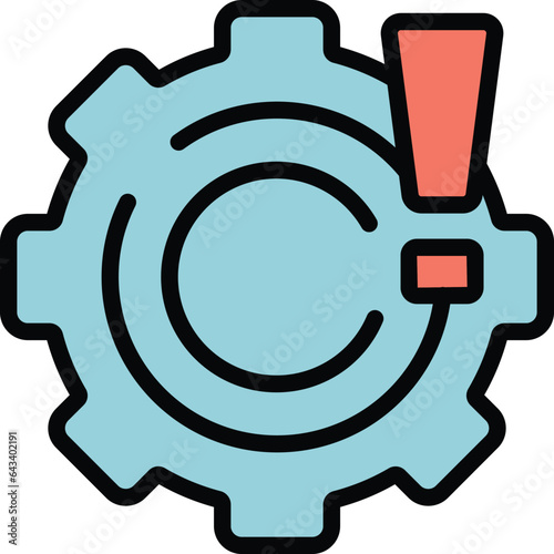 Broken gear wheel icon outline vector. Safety consumer. Defective control color flat