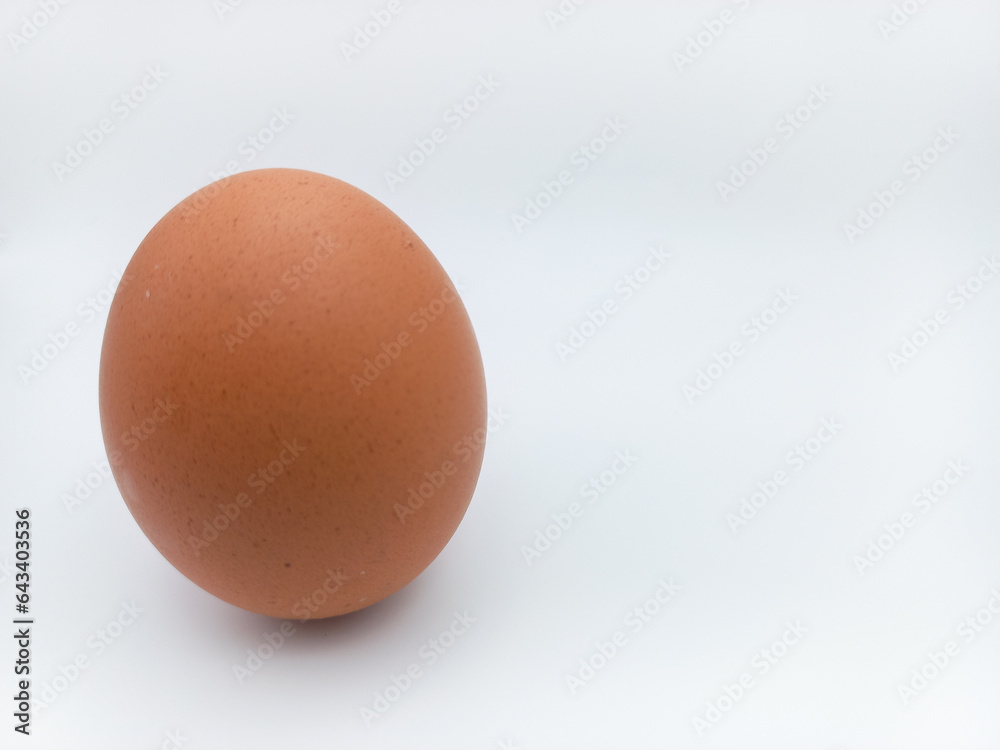Brown Chicken Egg Standing Position Isolated On White Background With Negative Space Brown Chicken Egg Standing Position Isolated On White Background With Negative Space