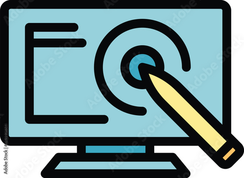 Point pen digital icon outline vector. Design tablet. Draw stylus color flat