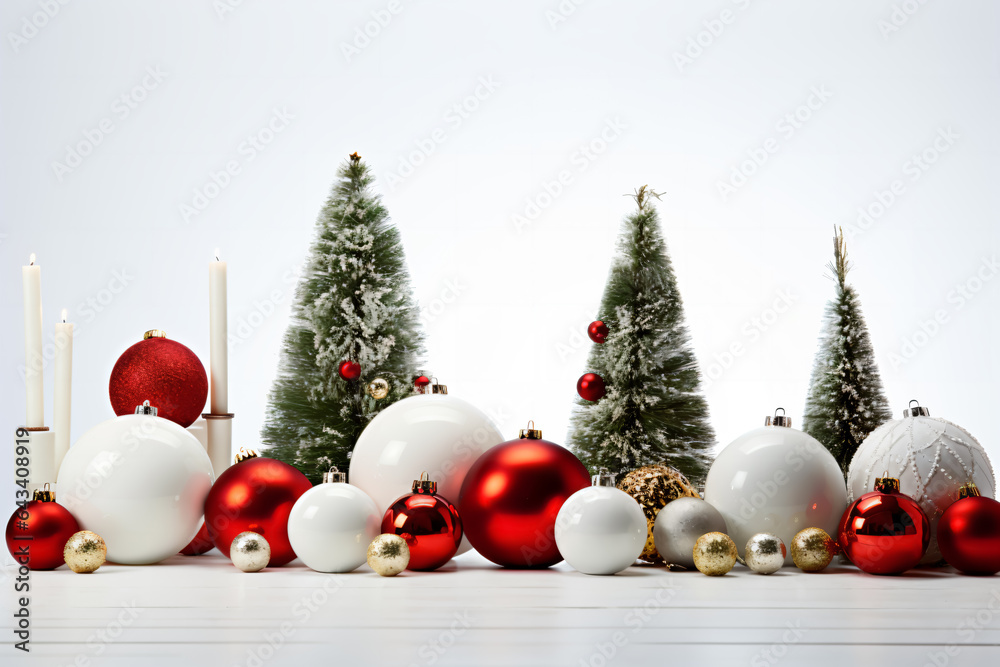 Christmas ball and Christmas tree on white background