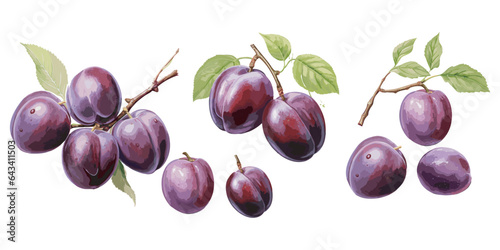 watercolor plum clipart for graphic resources