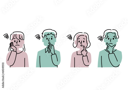 困っているカジュアルな若者のアイコンセット